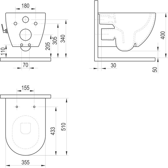 Безобідковий підвісний унітаз-біде Ravak Uni Chrome RimOff Bidet Toilet X01912 (зі зішувачем, без сидіння), фото , изображение 11