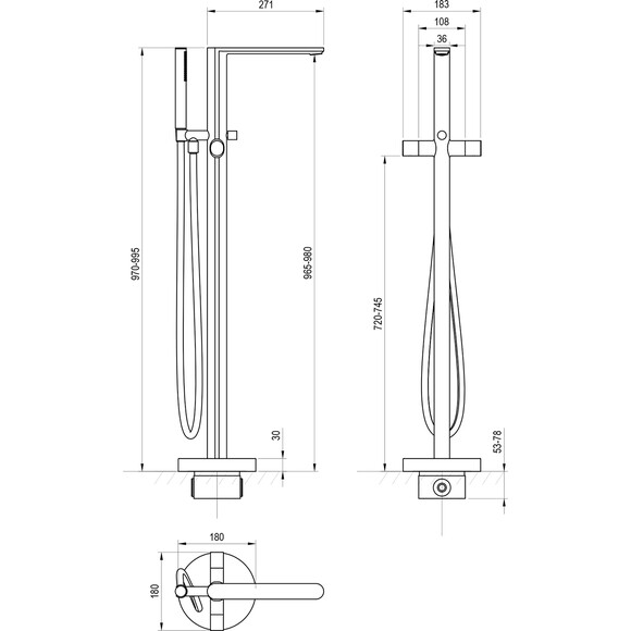 Смеситель для ванны Ravak Chrome II CR II 080.00CR.RB07A (X070456, напольный), Цвет производителя: хром, фото 5