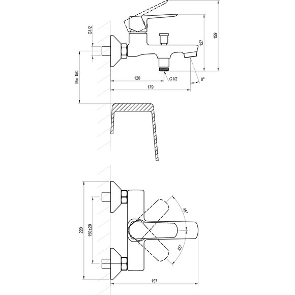 Смеситель для ванны Ravak Life LF 022.00CR (X070473), Цвет производителя: хром, фото 7