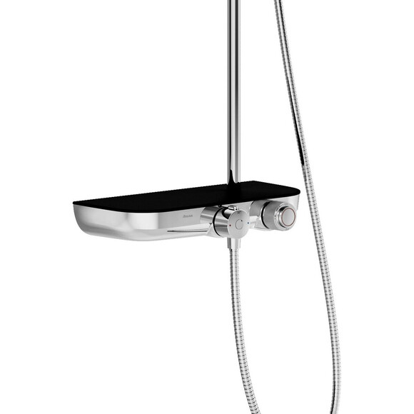 Душова система з термостатом Ravak Termo TE 094.02 (X070162, хром/чорна, з поличкою), Колір виробника: хром, чорний, фото , изображение 4