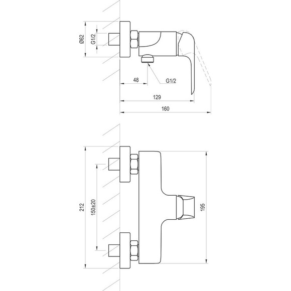 Смеситель для душа Ravak Flat FL 032.20/150 (X070177, черный), Цвет производителя: черный, фото 5