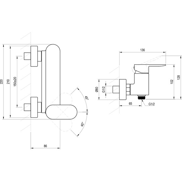 Змішувач для душу Ravak Chrome II CR II 032.20BL (X070464, чорний), Колір виробника: чорний, фото , изображение 6