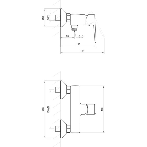 Змішувач для душу Ravak Life LF 032.20BL (X070480, чорний), Колір виробника: чорний, фото , изображение 4