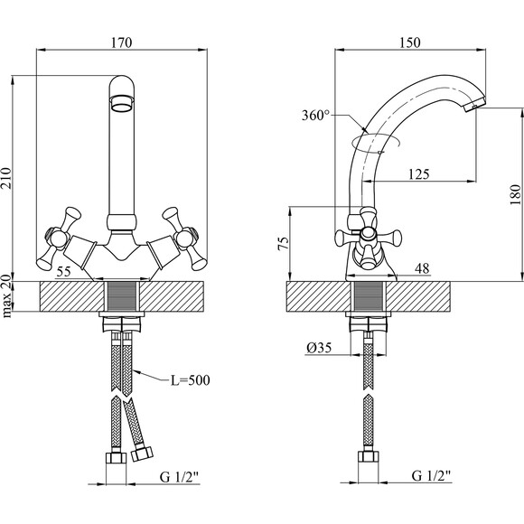 Змішувач для раковини Kroner KRM Rhein C031, фото , изображение 7