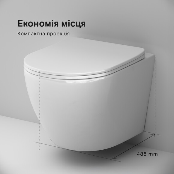 Безободковый подвесной унитаз Am.Pm Like AquaSpin CLA1900SC (воронкообразный, с сиденьем), фото 19