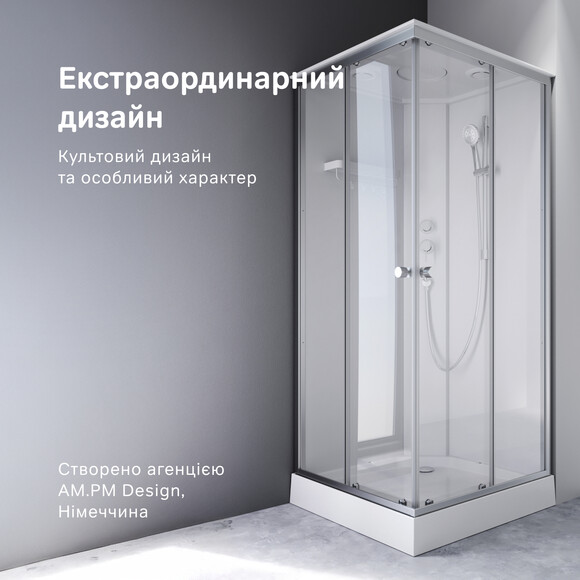 Душевой бокс Am.Pm X-Joy Square W94C-403-090MT (90x90 см, стекло прозрачное, профиль сатин, с поддоном), Цвет производителя: сатин (хром матовый), фото 10
