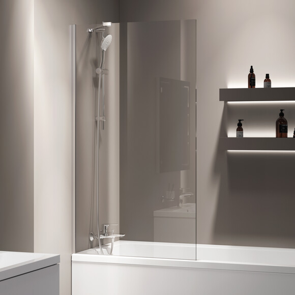 Штора на ванну Am.Pm Gem WU90BS-080-140CT (80x140 см, стекло прозрачное, профиль хром), Цвет производителя: прозрачное стекло, отделка хром, фото 3