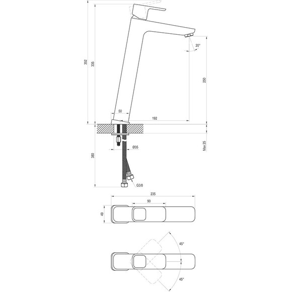 Смеситель для умывальника Ravak 10° TD 015.00 (X070091, высокий), фото 7