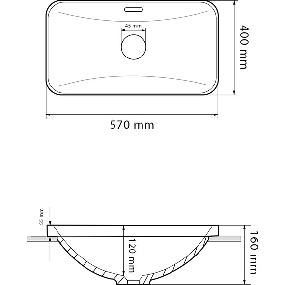 Умивальник VBI Bitritto White VBI-018024 (57x40 см), Доступні розміри: 57 x 40, Колір виробника: білий, фото , изображение 5
