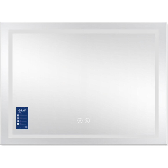 Зеркало для ванной комнаты Qtap Mideya MI1 QT2078F904W (80x60 см, с LED подсветкой, антизапотеванием и диммером), Доступные размеры: 80 x 60, фото 2