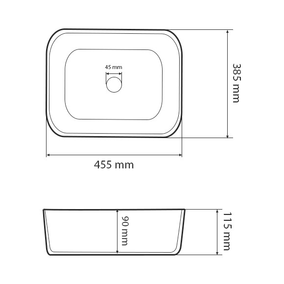 Умивальник VBI Vestone 45 White VBI-017000 (46x39 см), Доступні розміри: 46 x 39, Колір виробника: білий глянець, фото , изображение 4