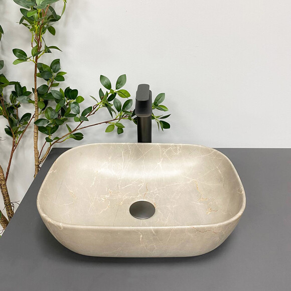 Раковина VBI Ravenna Beige Stone Matt VBI-011215 (45x32 см, бежевий матовий камінь, чаша), Доступні розміри: 45 x 32, Колір виробника: бежевий матовий камінь, фото , изображение 4