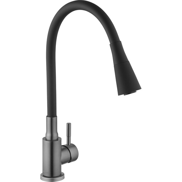 Смеситель для кухни Kroner KRP Edelstahl Klassisch-PVD031BLK (графит/черный, c гибким изливом), Цвет производителя: графит, черный, фото 2