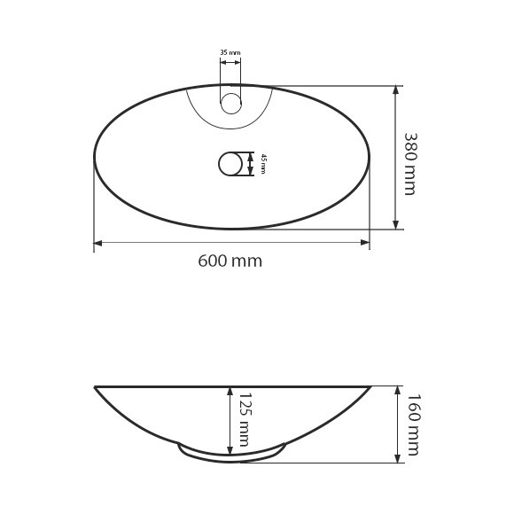 Умивальник VBI Carovilli White VBI-015504 (60x38 см), Доступні розміри: 60 x 38, Колір виробника: білий, фото , изображение 4