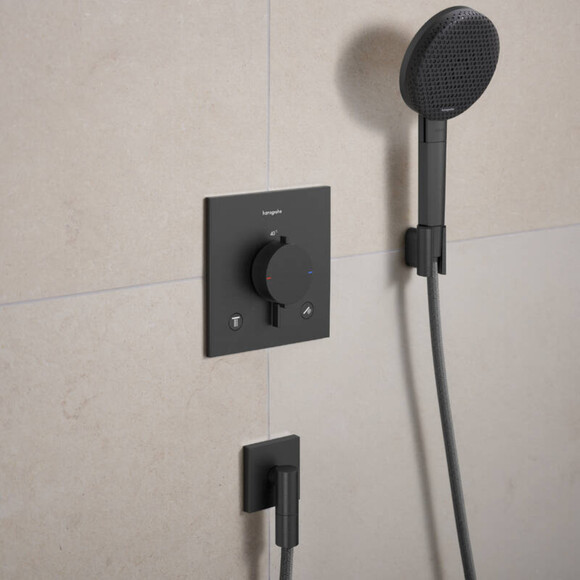 Тримач для душу Hansgrohe Porter Fine Brushed Black Chrome 28885340 (брашований чорний хром), Колір виробника: брашований чорний хром, фото , изображение 3