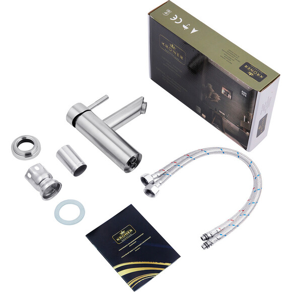 Комплект змішувачів для ванної кімнати Kroner Edelstahl Klassisch KRKESG082ESG010ESG052 (Klassisch-ESG082+Klassisch-ESG010+Klassisch-ESG052, нержавіюча сталь), фото , изображение 18