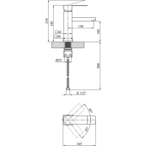 Комплект смесителей для ванной комнаты Kroner Edelstahl Kubus (Kubus - SCH060+Kubus - SCH010+Kubus - SCH230, черный), фото 17