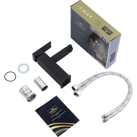 Комплект смесителей для ванной комнаты Kroner Edelstahl Kubus (Kubus - SCH060+Kubus - SCH010+Kubus - SCH230, черный), фото 16