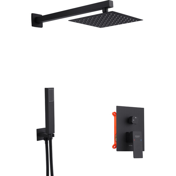 Комплект смесителей для ванной комнаты Kroner Edelstahl Kubus KRKSCH082SCH0103 (Kubus-SCH082+Kubus-SCH010-3, черный), фото 2