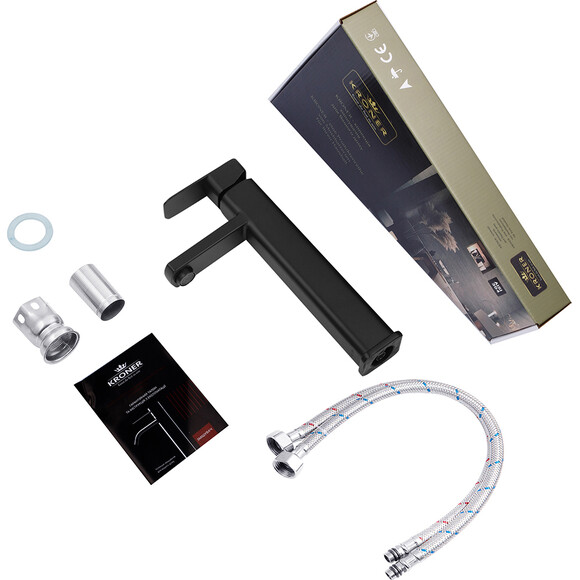 Комплект смесителей для ванной комнаты Kroner Edelstahl Kubus KRKSCH082SCH0103 (Kubus-SCH082+Kubus-SCH010-3, черный), фото 20