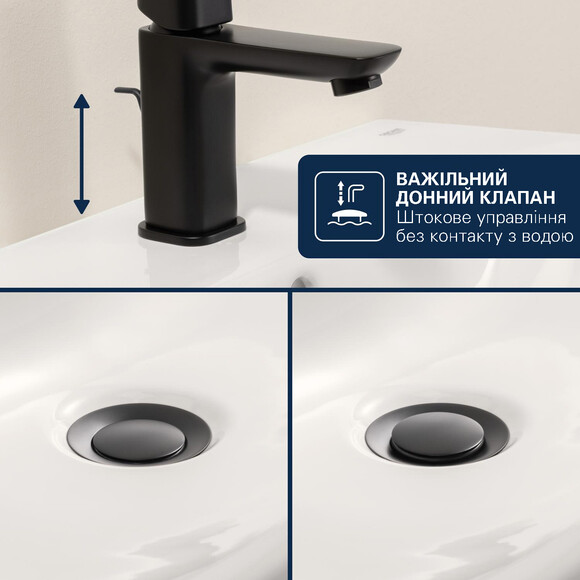 Смеситель для умывальника Grohe QuickFix Dice M-Size Black Matt 1018322430 (черный матовый, с донным клапаном), Цвет производителя: черный матовый, фото 12