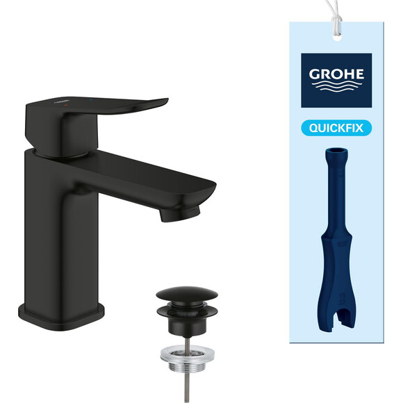 Смеситель для умывальника Grohe QuickFix Dice S-Size Black Matt 1018572430 (черный матовый, с донным клапаном), Цвет производителя: черный матовый, фото 9