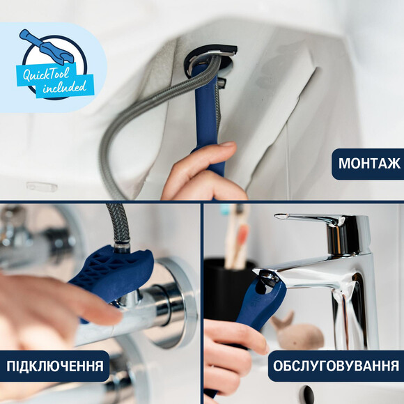 Змішувач для умивальника Grohe QuickFix Dice ColdStart S-Size Chrome 1018610000 (хром, з донним клапаном), Колір виробника: хром, фото , изображение 9