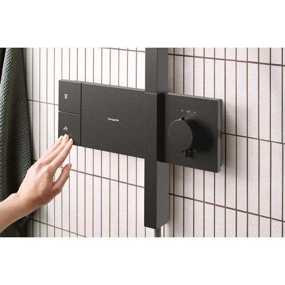 Душова система з термостатом Hansgrohe Raindance Alive Q 1jet Brushed Black Chrome 24580340 (брашований чорний хром), Колір виробника: брашований чорний хром, фото , изображение 2