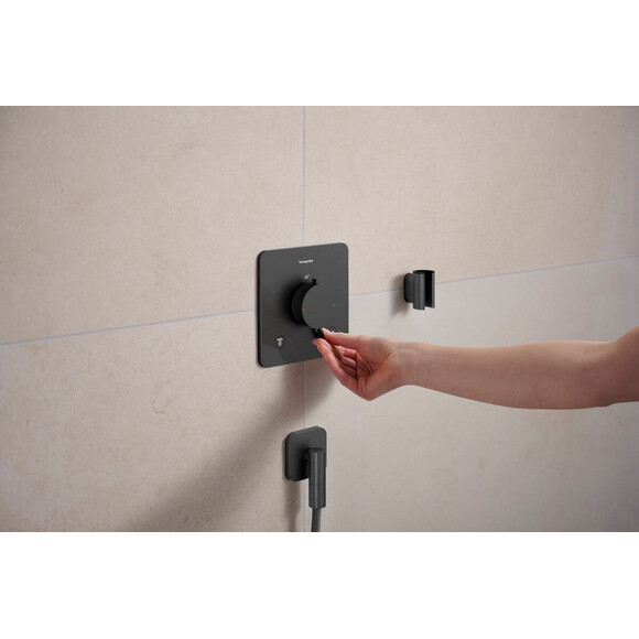 Подключение для душевого шланга Hansgrohe Fixfit FIine Q Brushed Black Chrome 28884340 (брашированный черный хром), Цвет производителя: брашированный черный хром, фото 3