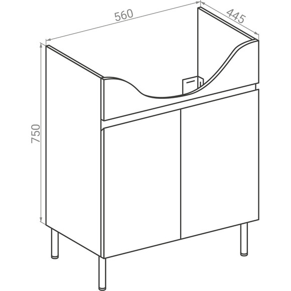 Тумба RJ Soft-Xo с раковиной Kolo Solas RJFU094-0156WHSET (RJFU094-0156WH+101456UA, 56 см, напольная), фото 