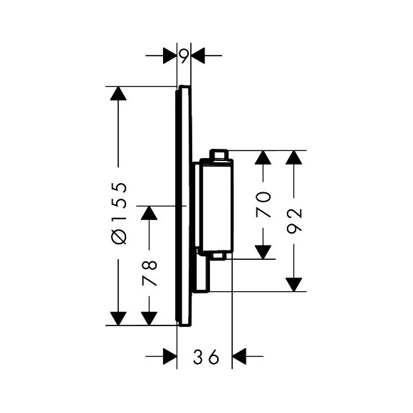 Зовнішня частина змішувача прихованого монтажу з термостатом для ванни Hansgrohe Ecostat Comfort S 33715670 (чорна матова), Колір виробника: чорний матовий, фото , изображение 5