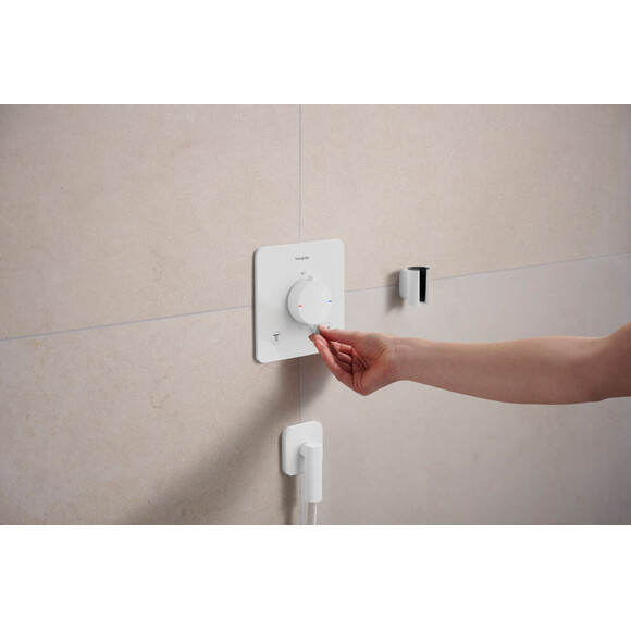 Підключення для душового шлангу Hansgrohe Fixfit FIine Q Matt White 28884700 (біле матове), Колір виробника: білий матовий, фото , изображение 2