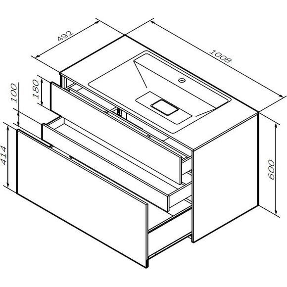 Тумба з раковиною Am.Pm Inspire V2.0 M50AFHX1003GM+M50AWPC1001WG (100 см, графіт, підвісна), Доступні розміри: 100, Колір виробника: графіт, фото , изображение 10