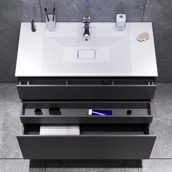 Тумба з раковиною Am.Pm Inspire V2.0 M50AFHX1003GM+M50AWPC1001WG (100 см, графіт, підвісна), Доступні розміри: 100, Колір виробника: графіт, фото , изображение 2