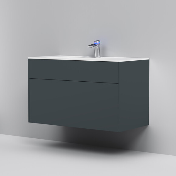 Тумба з раковиною Am.Pm Inspire V2.0 M50AFHX1003GM+M50AWPC1001WG (100 см, графіт, підвісна), Доступні розміри: 100, Колір виробника: графіт, фото 