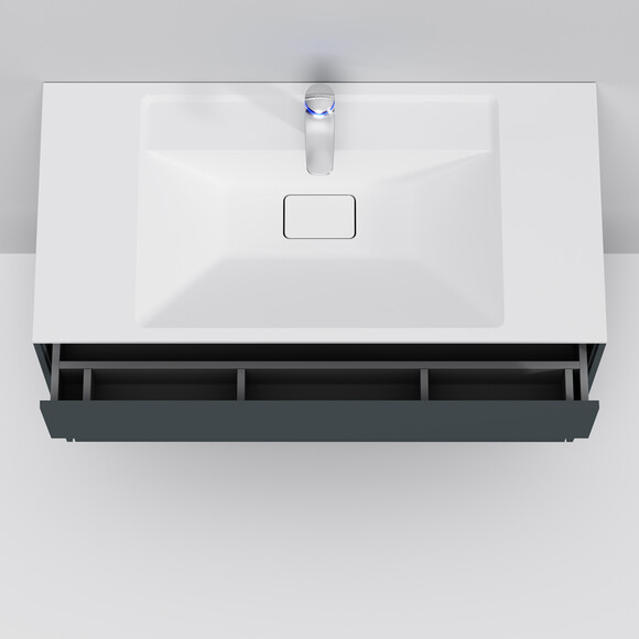 Тумба з раковиною Am.Pm Inspire V2.0 M50AFHX1003GM+M50AWPC1001WG (100 см, графіт, підвісна), Доступні розміри: 100, Колір виробника: графіт, фото , изображение 6