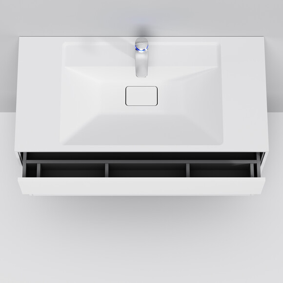 Тумба с раковиной Am.Pm Inspire V2.0 M50AFHX1003WM+M50AWPC1001WG (100 см, белая матовая, подвесная), Доступные размеры: 100, Цвет производителя: белый матовый, фото 7