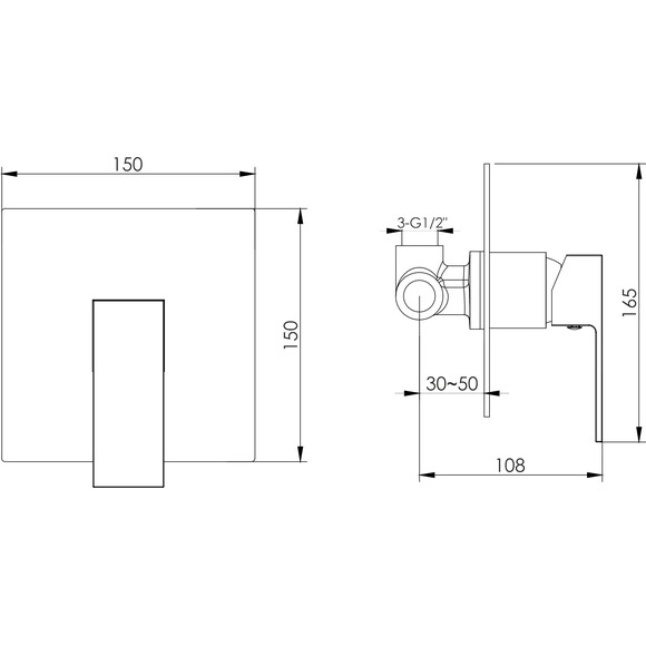 Смеситель скрытого монтажа для душа Imprese Judit f04610801AB (хром, внутренняя часть в комплекте), Цвет производителя: хром, фото 2