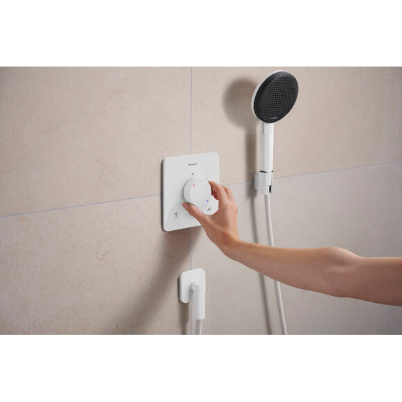 Підключення для душового шлангу Hansgrohe Fixfit FIine Q Matt White 28884700 (біле матове), Колір виробника: білий матовий, фото , изображение 3