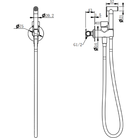 Гигиенический душ со смесителем Devit Style Black Matt CV17011011 (черный матовый, скрытого монтажа), Цвет производителя: черный матовый, фото 4