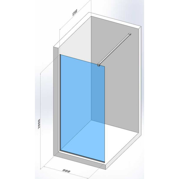 Душова стінка Walk-In Devit Style New DSN90200 (90x200 см, скло прозоре, профіль хром), Доступні розміри: 90 x 200, Колір виробника: хром, фото , изображение 3