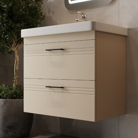 Тумба с раковиной Devit Urbanis Beige 454060BE (60 см, бежевая, подвесная), Доступные размеры: 60, Цвет производителя: бежевый, фото 2
