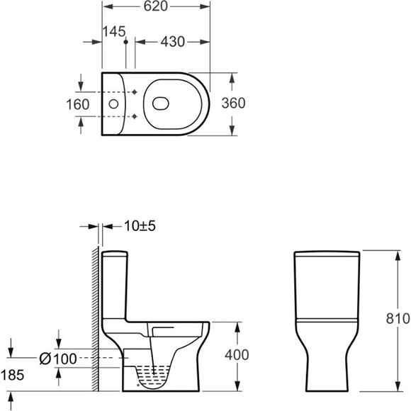 Безобідковий унітаз-компакт Devit Life Vortex Flush 5810020 (воронкоподібний, з сидінням), фото , изображение 4