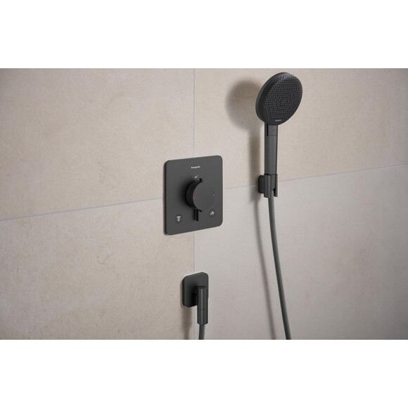 Подключение для душевого шланга Hansgrohe Fixfit FIine Q Brushed Black Chrome 28884340 (брашированный черный хром), Цвет производителя: брашированный черный хром, фото 2