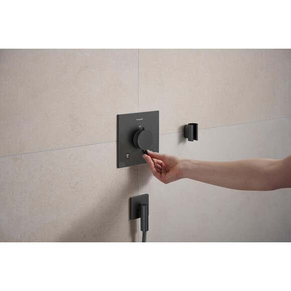Внешняя часть смесителя скрытого монтажа с термостатом для ванны Hansgrohe Ecostat Comfort E Brushed Black Chrome 33711340 (брашированный черный хром), Цвет производителя: брашированный черный хром, фото 2