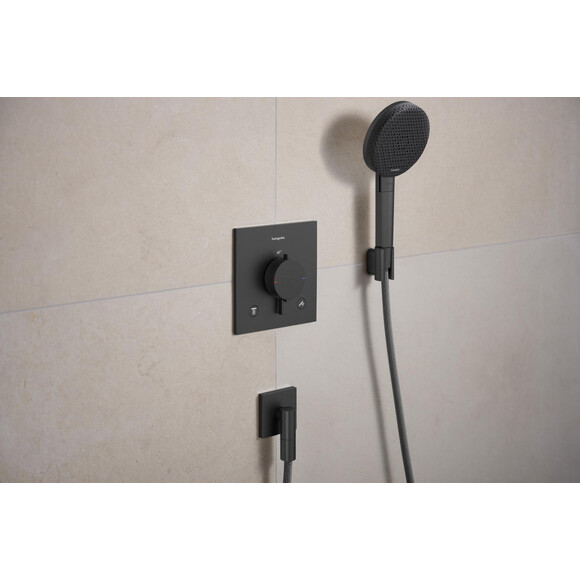 Внешняя часть смесителя скрытого монтажа с термостатом для ванны Hansgrohe Ecostat Comfort E Brushed Black Chrome 33711340 (брашированный черный хром), Цвет производителя: брашированный черный хром, фото 3