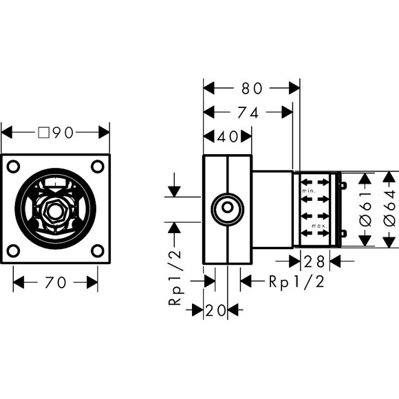 Скрытая часть верхнего душа Hansgrohe Basic Set 2jet 24573180, фото 2