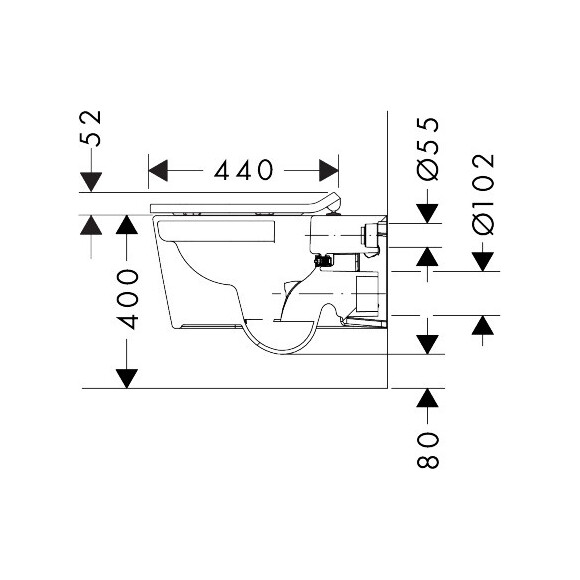 Безободковый подвесной унитаз Hansgrohe EluPura S 62025450 (воронкообразный, c сиденьем), фото 13
