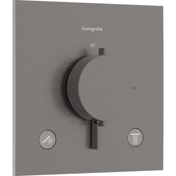 Внешняя часть смесителя скрытого монтажа с термостатом для ванны Hansgrohe Ecostat Comfort E Brushed Black Chrome 33711340 (брашированный черный хром), Цвет производителя: брашированный черный хром, фото 