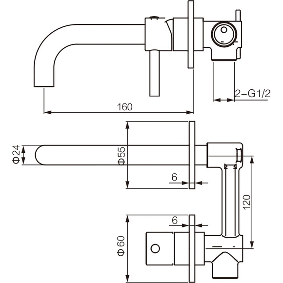 Смеситель скрытого монтажа для умывальника VBI Milano Black VBI-050102BL (черный, внутренняя часть в комплекте), Цвет производителя: черный, фото 3